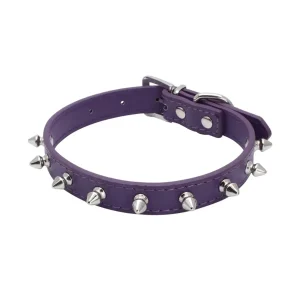 Collier chien cuir violet
