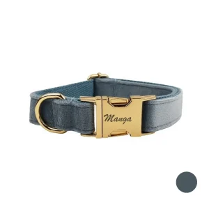 Collier chien personnalisé bleu gris
