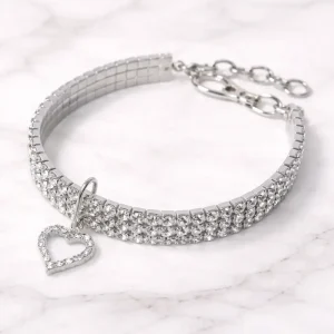 Collier chihuahua diamant coeur argent