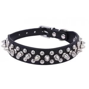 Collier clouté en cuir pour chien – collier toutou – Vêt’chien