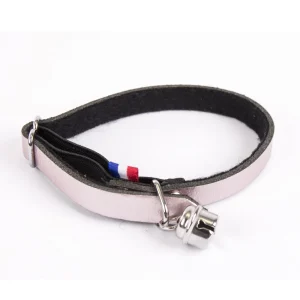 Collier en cuir Dakota rose poudré chat