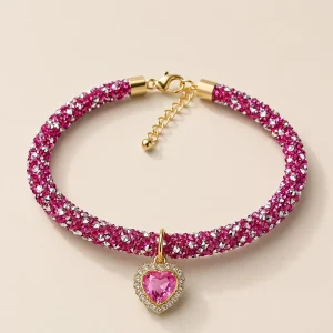 Collier en cuivre et zirconium chihuahua fushia
