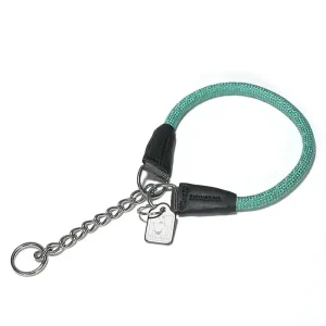 Collier étrangleur chien style corde vert
