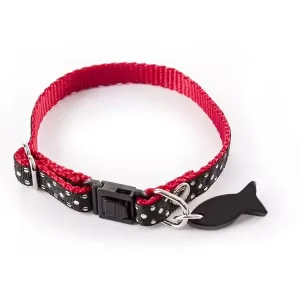 COLLIER NOIR POIS BLANC - CHAT