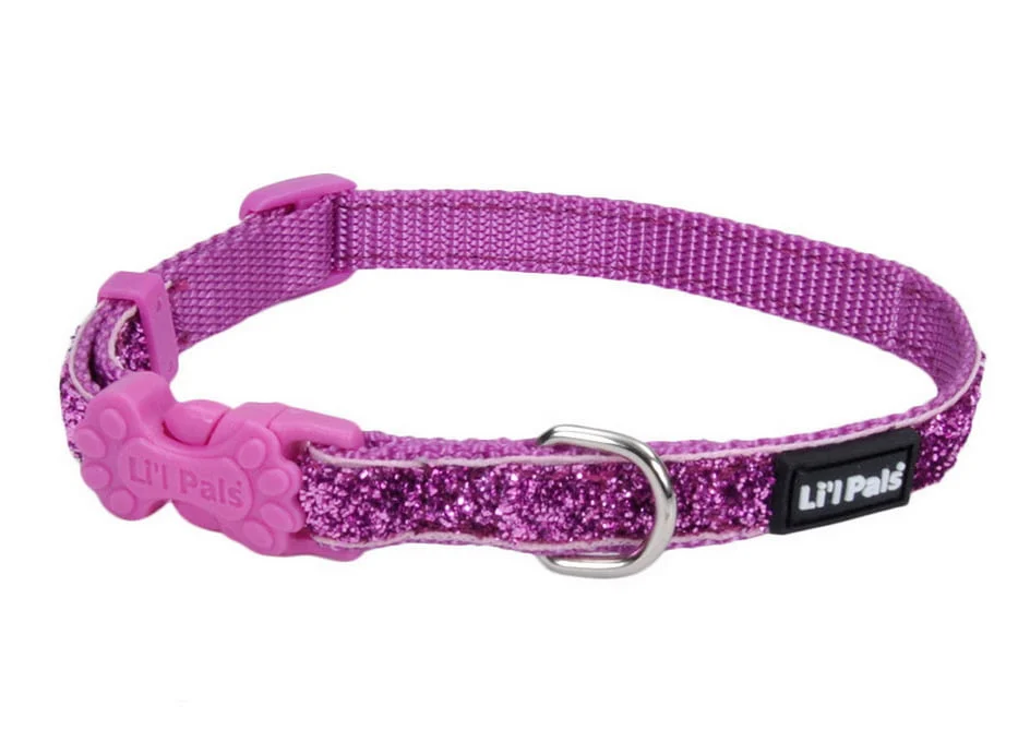 Collier pour chien et chat ajustable, mauve brillant, Li’l Pals