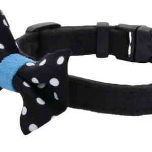 Collier pour chiot et chien miniature en micro suède avec noeud papillon, Li’l Pals