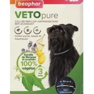 Collier VETOpure réfléchissant répulsif antiparasitaire pour chien – Beaphar J’ai plus de croquettes