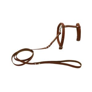 Comme Un Roi – Harnais et Laisse Cuir So Chic Caramel pour Chat – TU