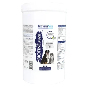 Complément alimentaire Technivet Biotine Maxi 700 g – Spécial santé du poil et de la peau – Notre passion, vos animaux !