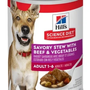 Concerve pour chien adultes 1-6 humide, ragoût de boeuf et légumes, Science Diet 12.8oz (363g)