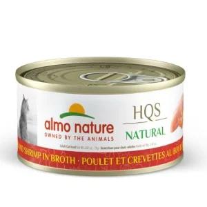 Conserve pour chat, Hqs Natural Poulet et Crevette au Bouillon, Almo Nature 70g
