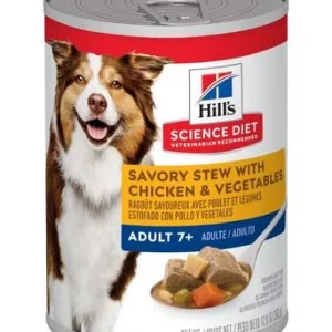 Conserve pour chiens adultes 7+ ragoût de poulet et légumes, Science Diet 363g (12.8oz)