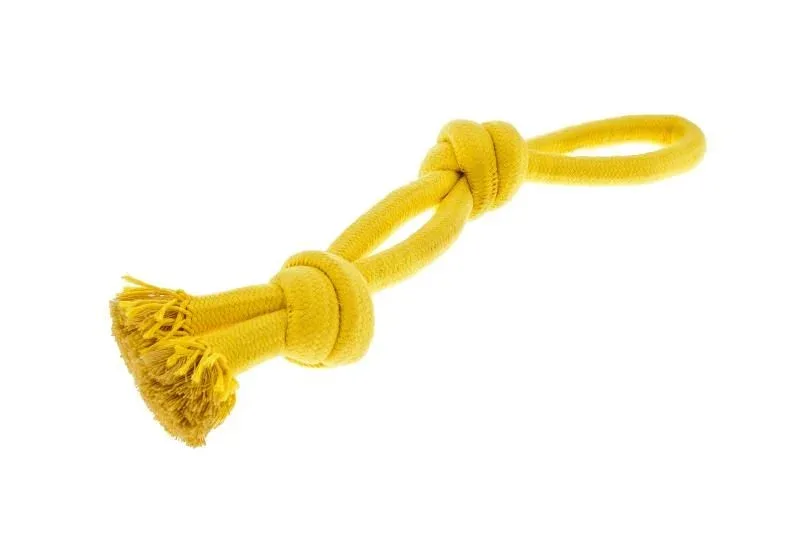 Corde à 2 nœuds jaune – Ferribiella J’ai plus de croquettes