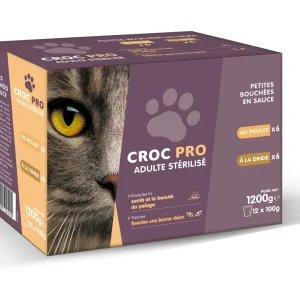 Croc Pro - Bouchées en Sauce pour Chats Adultes Stérilisés - 12x100g