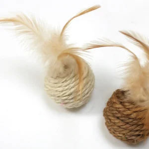 Croci - Jouet Boule Corde avec Plume pour Chats - 4,5cm