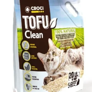 Croci - Litière Agglomérante Tofu Clean pour Chats - 20L/9Kg