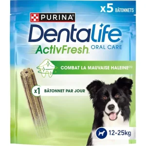 DENTALIFE ActivFresh bâtonnets à mâcher hygiène bucco dentaire mauvaise haleine pour chien moyen 5 bâtonnets 115g pas cher