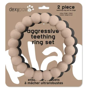 Dexypaws – Duo D’Anneaux – Jouet à Mâcher Ultra Robuste pour Chiens, Beige et Noir