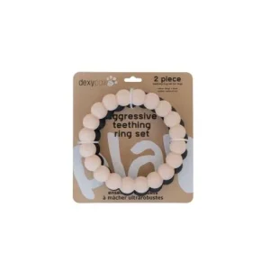 Dexypaws – Jouet Durable – Duo Anneaux – Beige et Noir – Chien