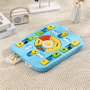 Distributeur croquette bleu jaune vert pour petit chien