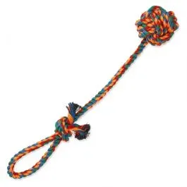 Dog Fantasy Corde Avec Balle – 45cm – Orange – Jouet en corde Chien – Jouets Dog Fantasy
