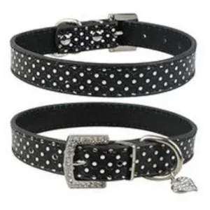 Doggy Things Collier Polka – NOIR – Taille 35cm / 14″ (S) – France