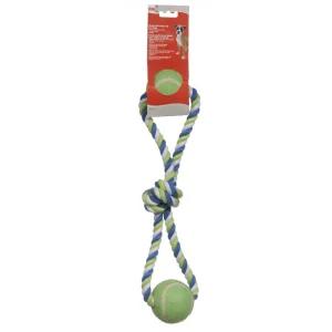 Dogit – Boucles en Corde de Coton avec 2 Balles de Tennis 46 cm – Jouet Interactif à Mâcher pour Chiens