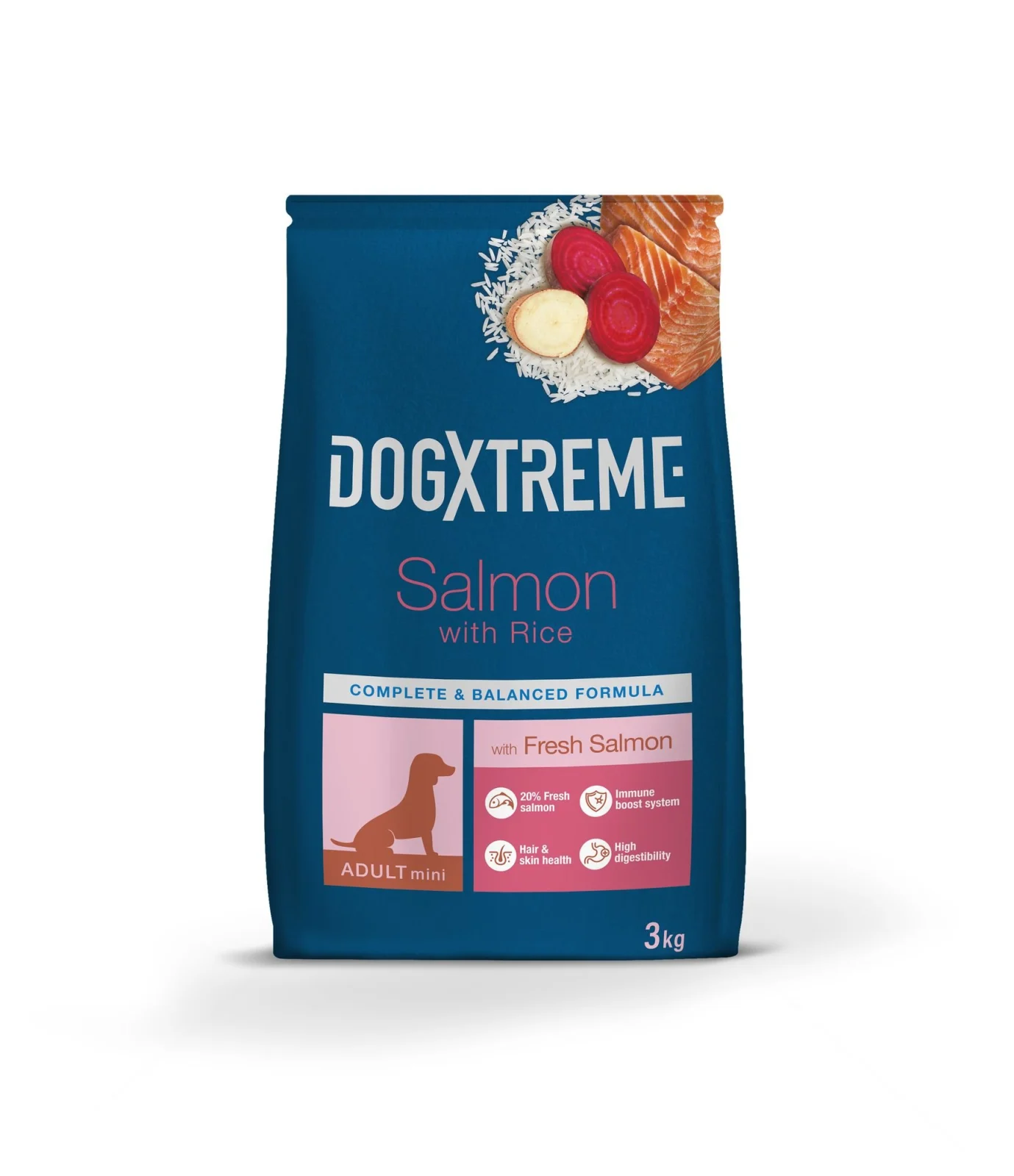 DogXtreme - Croquettes Mini Adulte au Saumon Frais pour Petit Chien - 3Kg