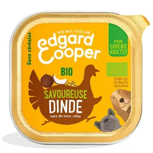 Edgard & Cooper - Barquette BIO à la Dinde avec Noix de Coco et Chia pour Chien - 100g