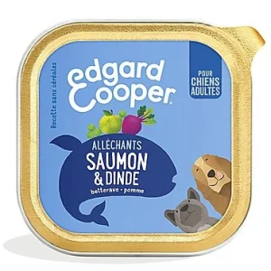 Edgard & Cooper - Barquette sans Céréales Saumon et Dinde pour Chien Adulte - 150g