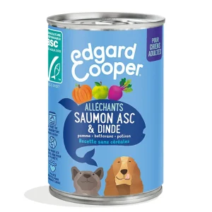 Edgard & Cooper - Boite sans Céréales Saumon et Dinde pour Chien Adulte - 400g