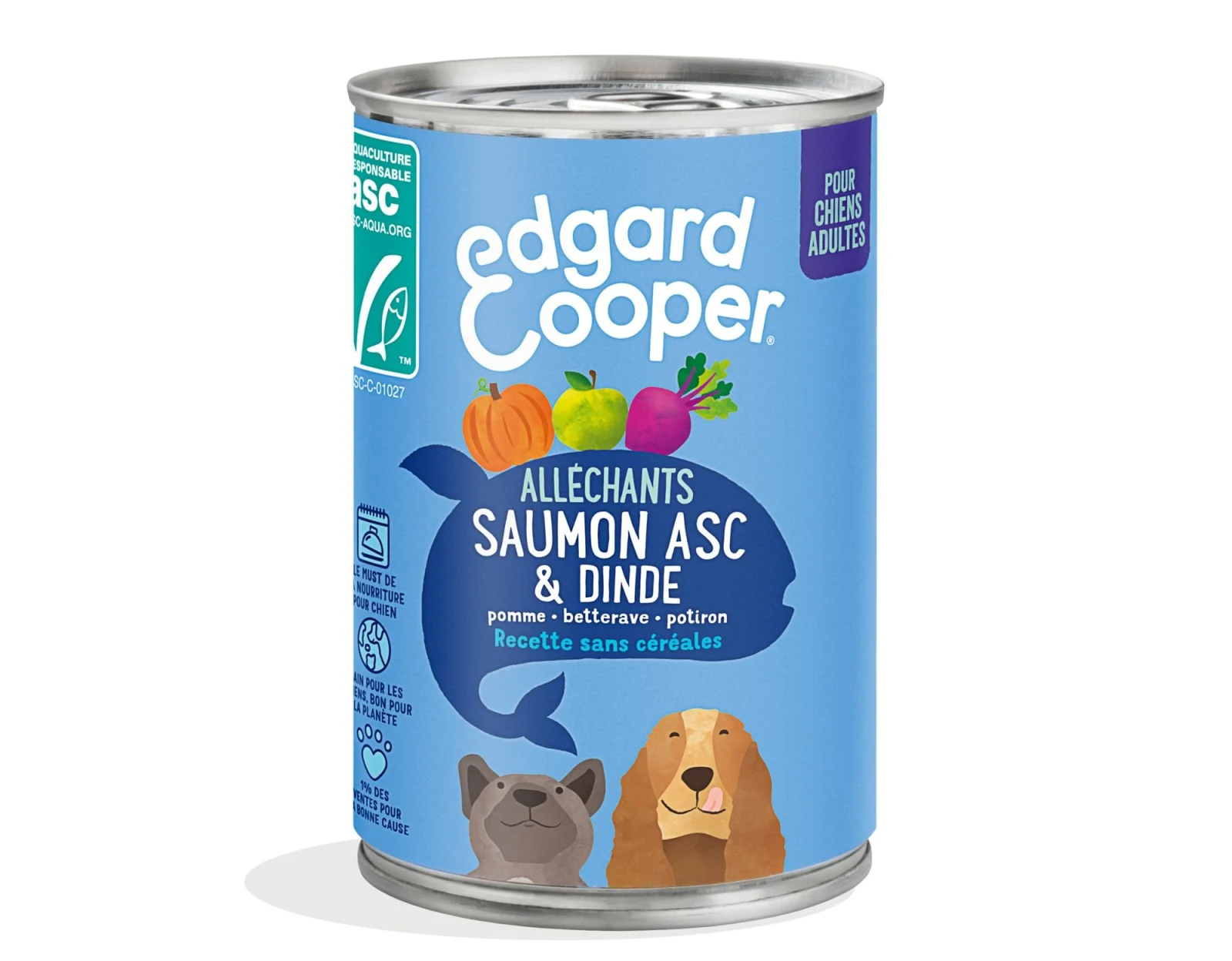 Edgard & Cooper - Boite sans Céréales Saumon et Dinde pour Chien Adulte - 400g