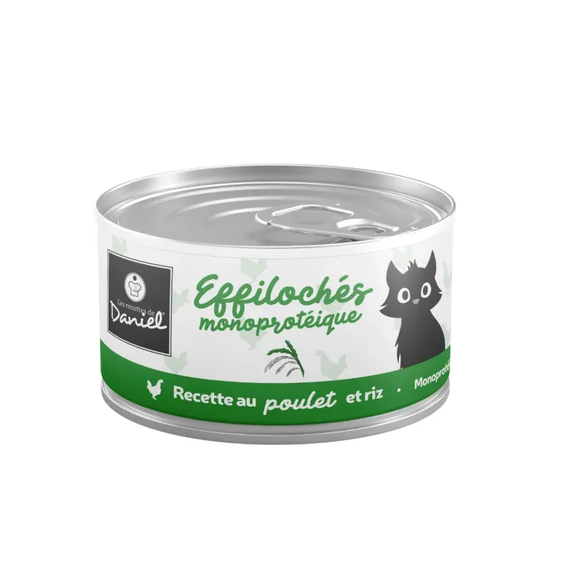 Effilochés de poulet et riz pour chat – 85g