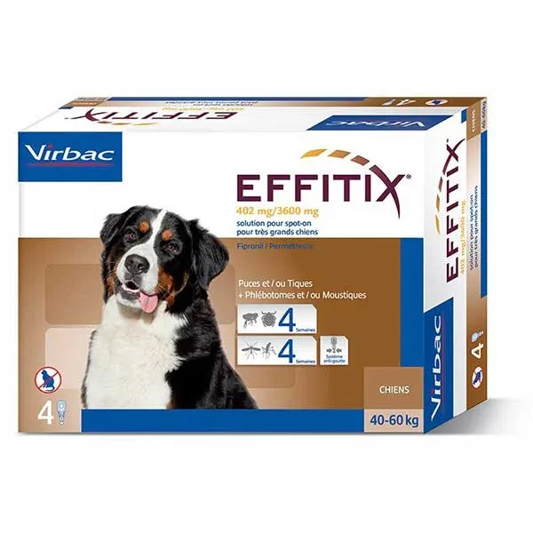 Effitix Spot-On Très Grand Chien (40-60 kg) – 4 pipettes