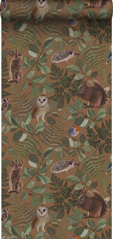 ESTAhome papier peint animaux de la forêt chameau et vert – 53 cm x 10.05 m – 139251