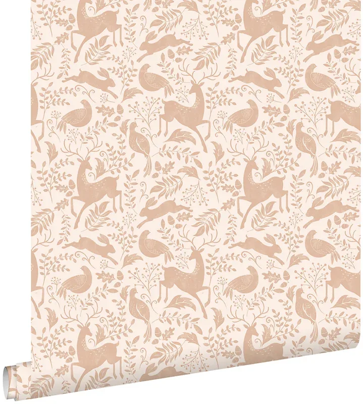 ESTAhome papier peint forêt avec des animaux de la forêt terracotta claire – 50 x 900 cm – 139530