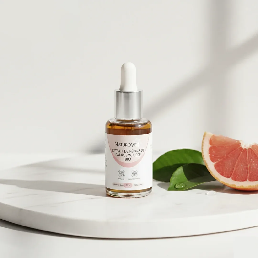 EXTRAIT DE PÉPINS DE PAMPLEMOUSSE BIO. – Antibactérien naturel chien & chat