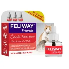 Feliway Friends Pack 3 Recharges 48ml – Anxiété-Comportement-Stress Chat – Compléments alimentaires Feliway