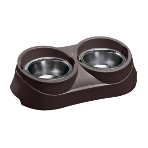 Ferplast - Support en Plastique Duo Feed avec Écuelles Inox - 400ml