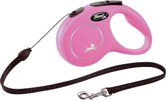 Flexi Laisse à enrouleur New Classic Corde Rose, Medium- 5 mètres Animal