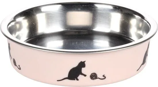 Gamelle pour la nourriture et l’eau Kena Rond Rose et Argent 11CM-180ML Animal