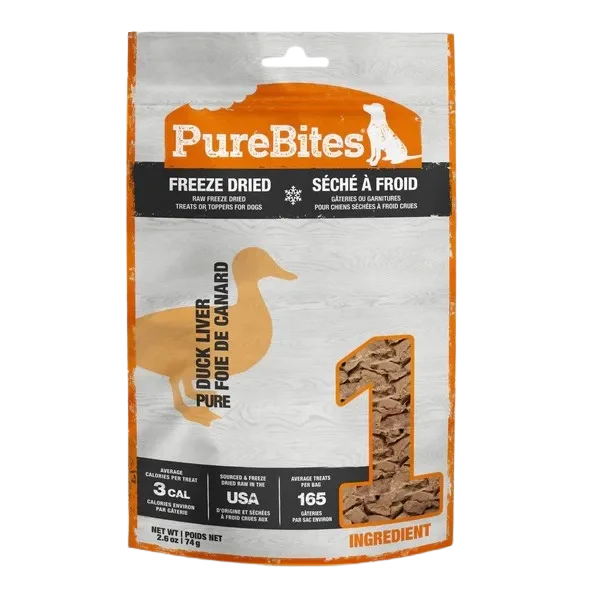 Gâterie pour chien séché à froid, foie de canard, PureBites