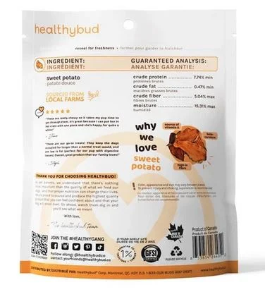Gâterie pour chiens à la patate douce, Healthybud 160g - Image 2