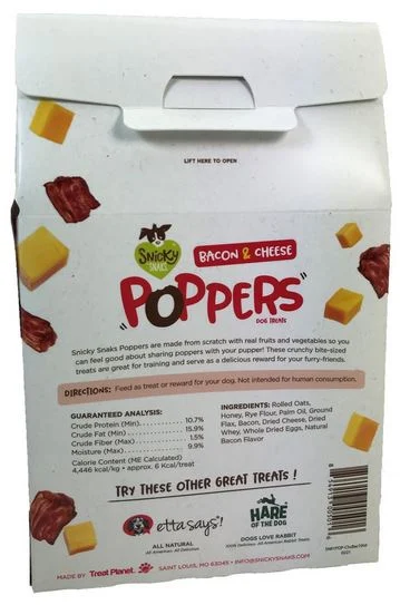 Gâterie pour chiens au bacon et fromage, Poppers Snicky Snaks 10oz - Image 2