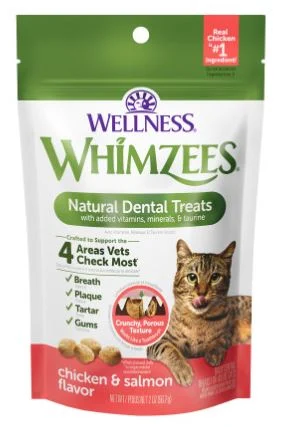 Gâteries Dentaires Naturelles pour Chats, Whimzees, Poulet et Saumon, 2 oz