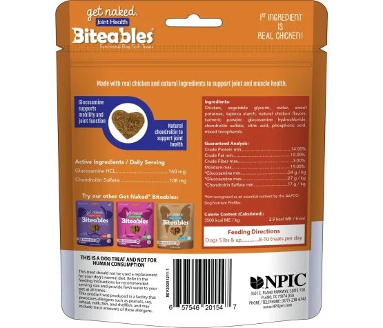 Gâteries Tendres pour Chien, Santé Des Articulations, Get Naked « Biteables » 6oz (170g) - Image 2
