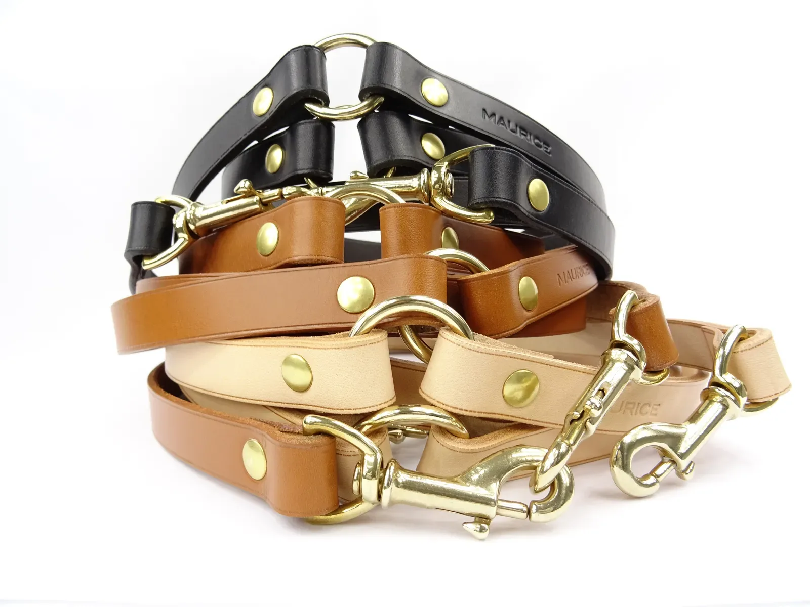 Grande laisse polyvalente en cuir pour chien RHINOCEROS SONDAICUS
