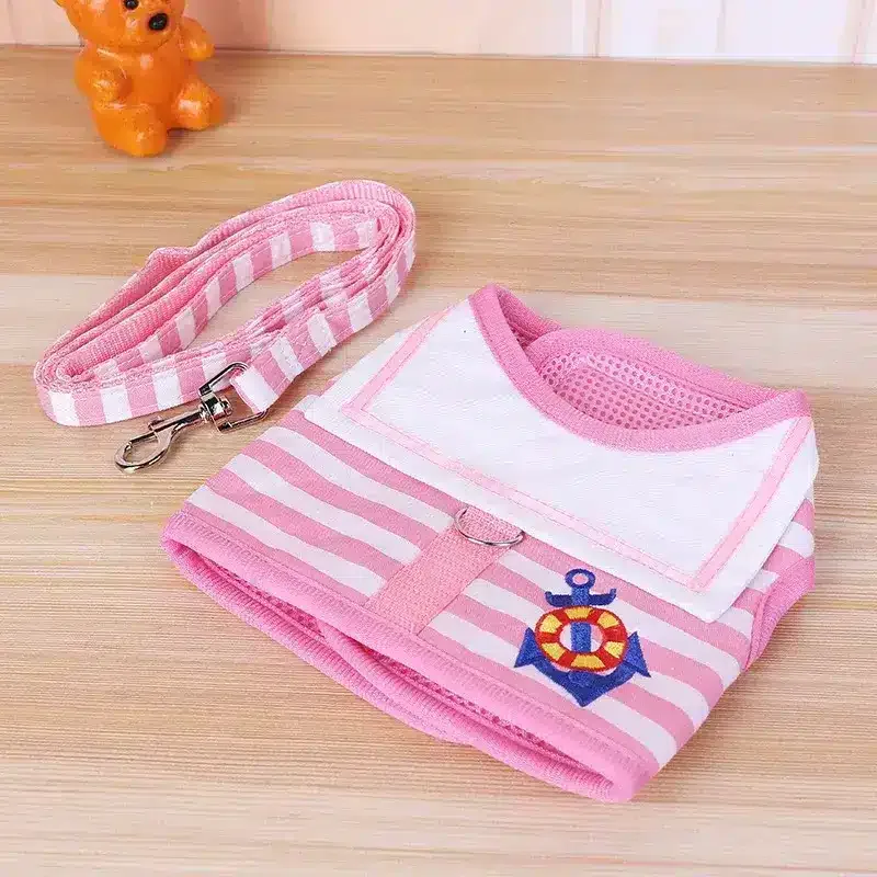 Harnais + laisse marin rose petit chien