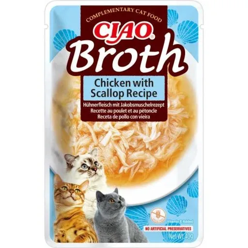Inaba Churu Snack avec bouillon de poulet aux pétoncles pour chats – France