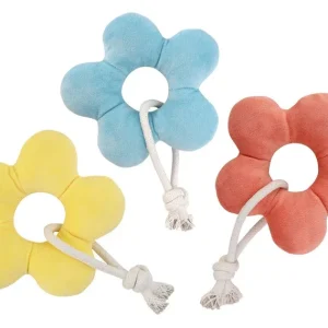 Jouet peluche fleur + corde - Chien